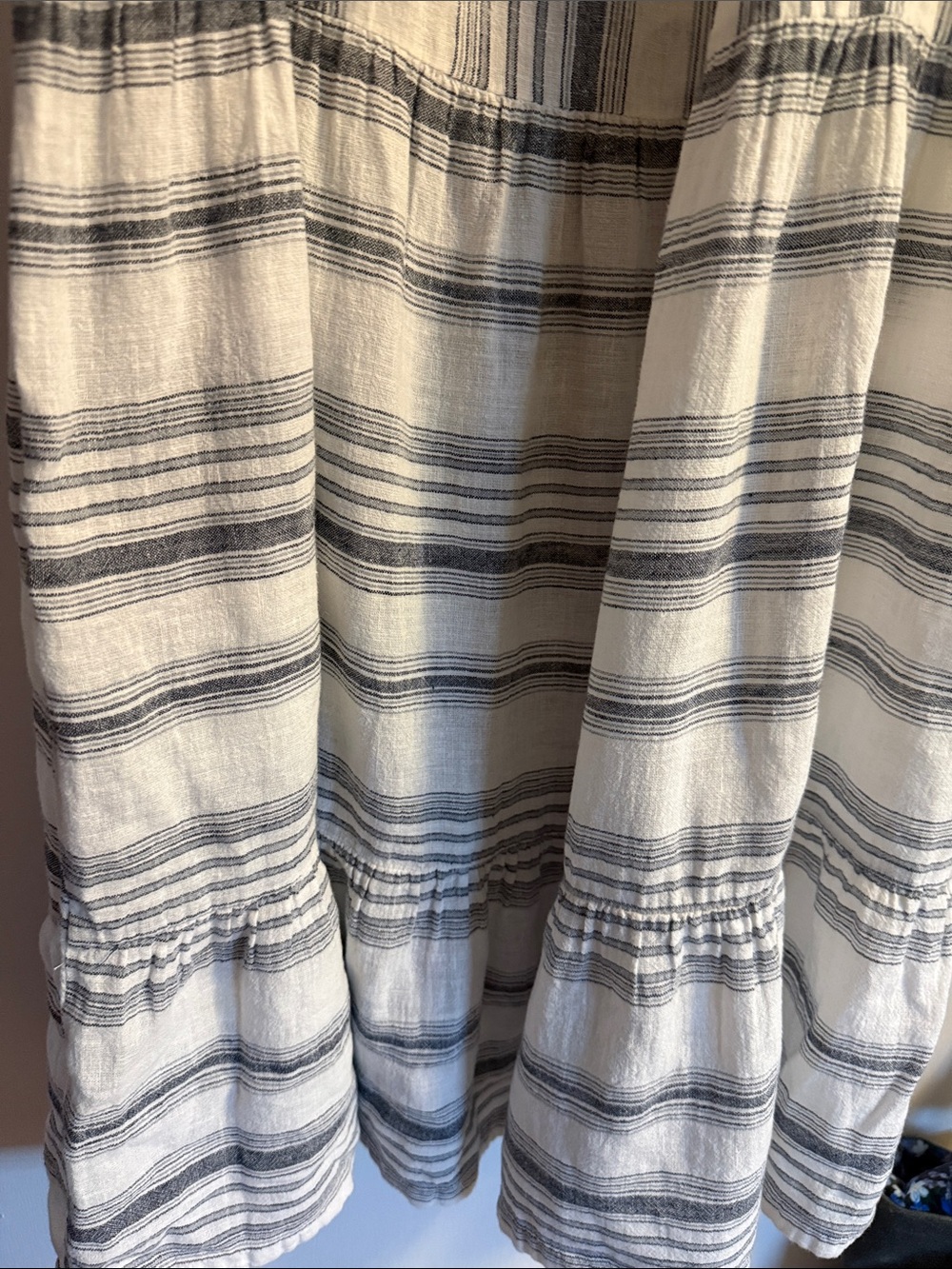 Linen beachlunchlounge White & Light Blue Striped Maxi Dress